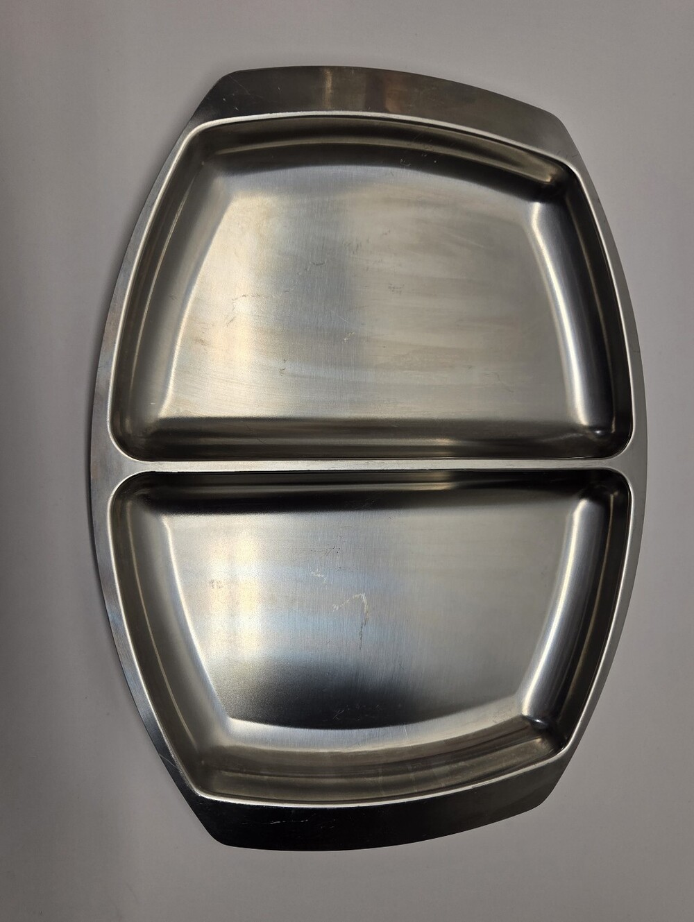 Mid Century Kaj Polk Danish Stainless Steel Divided Serving Tray Made In Denmark
